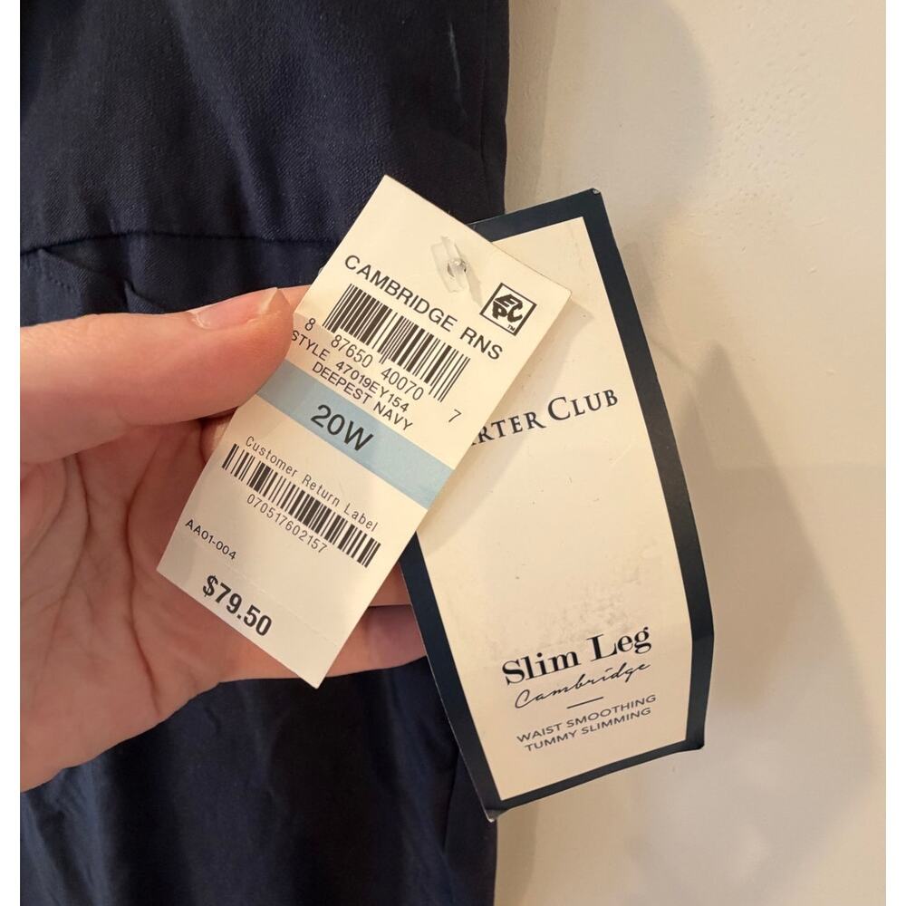 Charter Club Slim Leg Cambridge Pants Womens 20W Plus Size NWT Navy - Picture 4 of 7